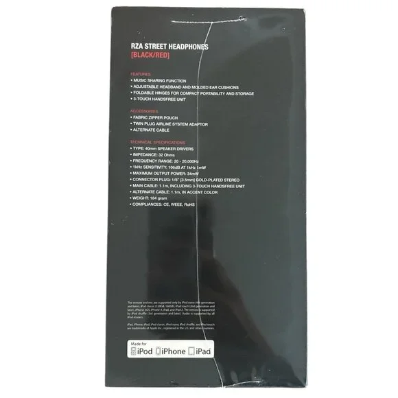 Chambers by RZA x WeSC Street Headphones Black/Red NIB 🎶 Collector Tech - RARE‎ - Picture 2 of 5